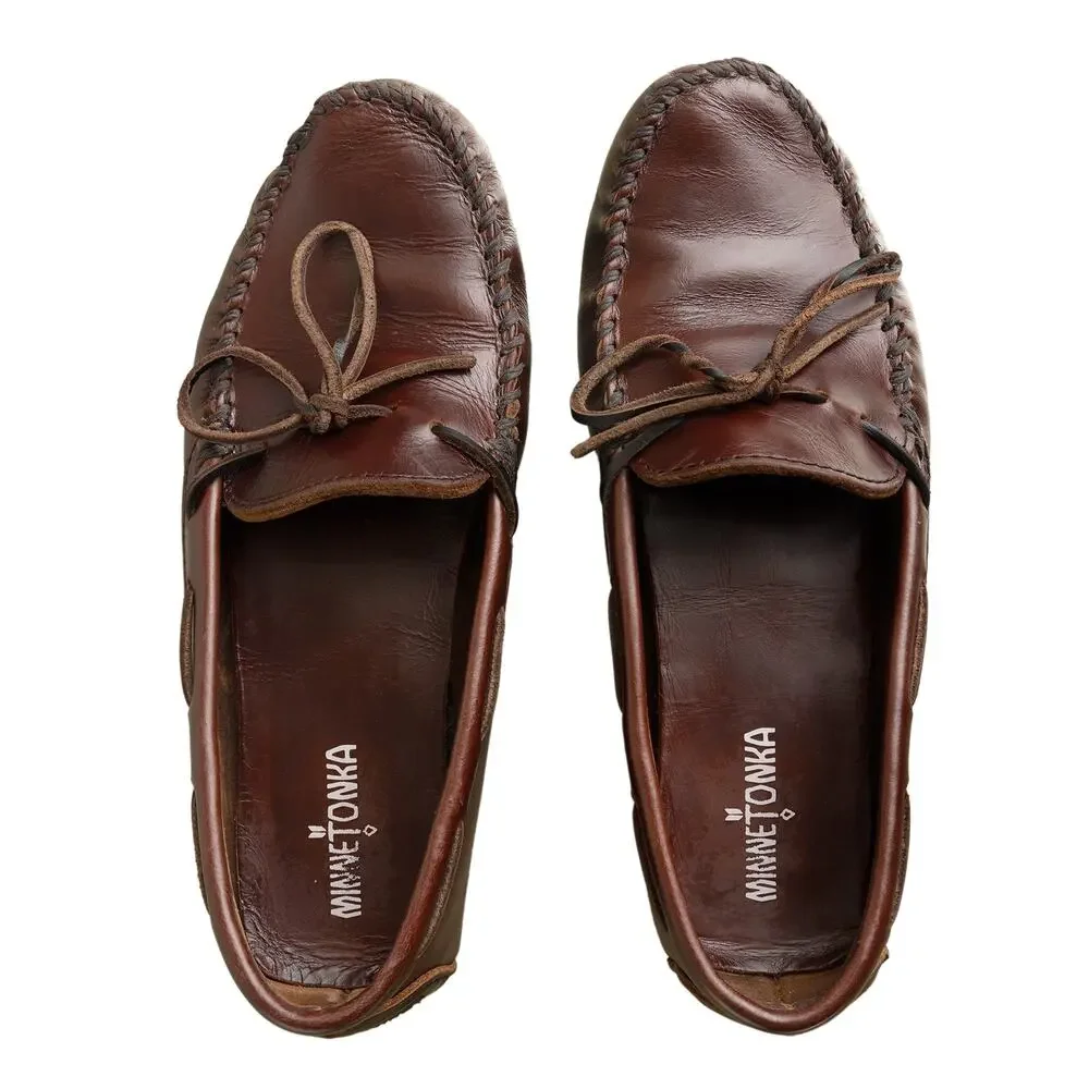 Minnetonka Classic Leather Driving Moccasins - Dark Brown (Style 798) - Sz 10